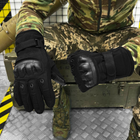 Плотные зимние перчатки на флисе с защитными накладками и антискользящим покрытием черные размер универсальный - изображение 1