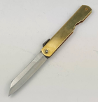 Нож складной Higonokami 100 mm, Aogami сталь, рукоятка - латунь, Honmamon (1115372) - изображение 3