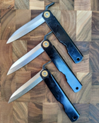 Нож складной Higonokami 100 mm, Shirogami сталь, рукоятка - латунь (черная), HONMAMON (1115380) - изображение 4
