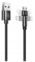 Kabel pleciony obrotowy Usams USB - Micro-USB 1 m czarny (6958444929286) - obraz 1