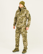 Костюм камуфляжный утепленный на флисе, куртка с капюшоном, ткань софтшелл пиксель, 52 - изображение 2