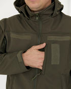 Костюм камуфляжный утепленный на флисе, куртка с капюшоном, ткань софтшелл, цвет олива 54 - изображение 4