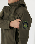 Костюм камуфляжный утепленный на флисе, куртка с капюшоном, ткань софтшелл, цвет олива 54 - изображение 6