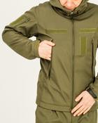 Костюм камуфляжний утеплений на флісі, куртка з капюшоном, тканина софтшелл, колір олива, 46 - зображення 5
