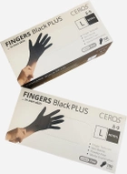 Нітрилові рукавички CEROS Fingers BLACK PLUS 5.5 грам 100 штук розмір L - изображение 2