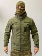 Армейская куртка SoftShell водонепроницаемая, теплая, цвет олива, XXL - изображение 1