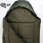 Спальный мешок зимний с подкладкой из флиса широкий 85*205 с капюшоном, в комплекте с компрессионным мешком Олива