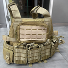 Плитоноска с подсумками Attack Tactical, цвет – Койот, система MOLLE с подсумками, plate carrier molle placard - изображение 2