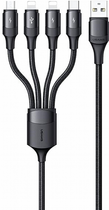 Кабель Usams U73 3A 4 в 1 2 x lightning/micro-USB/USB Type-C Fast Charge 1.2 м Black (SJ516USB01) (6958444971896) - зображення 1