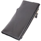Стильный женский кошелек с монетницей снаружи из натуральной кожи GRANDE PELLE Wallet 11646 Черный