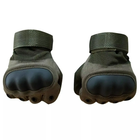Плотные сенсорные перчатки с антискользкими вставками и защитными накладками олива размер M - изображение 2