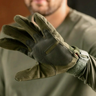 Плотные сенсорные перчатки с антискользкими вставками и защитными накладками олива размер M - изображение 5