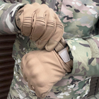 Плотные перчатки SoftShell с защитными накладками и антискользящими вставками койот размер - изображение 4