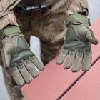 Зимние утепленные перчатки с косточками и сенсорными накладками олива размер L - изображение 2