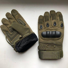 Зимові утеплені рукавиці з кісточками та сенсорними накладками олива розмір L - зображення 5