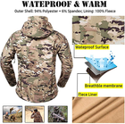 Тактическая куртка Soft Shell Multicam софтшел, армейская, мембранная, флисовая, демисезонная, военная, ветронепроницаемая куртка с капюшоном р.L - изображение 2