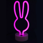 Неоновый светильник Neon Lights "Кролик" Ночник декоративный настольный LED лампа (USB, 3хАА) Розовый