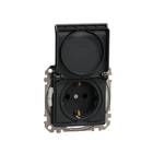 Розетка с з.к. с шторками и крышкой IP44 черная [SDD214024] ABS-UV Sedna Design&Element Шнейдер Электрик