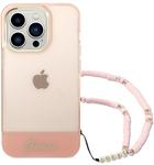 Панель Guess Translucent Pearl Strap для Apple iPhone 14 Pro Max Рожевий (3666339064310) - зображення 3