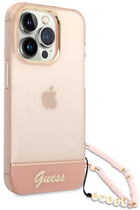 Etui plecki Guess Translucent Pearl Strap do Apple iPhone 14 Pro Max Pink (3666339064310) - obraz 4