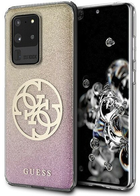 Etui plecki Guess Glitter Gradient 4G Circle do Samsung Galaxy S20 Ultra Gold Pink (3700740472958) - obraz 1