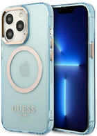 Панель Guess Gold Outline Translucent MagSafe для Apple iPhone 13/13 Pro Синій (3666339056995)