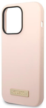Панель Guess Silicone Logo Plate MagSafe для Apple iPhone 14 Pro Max Рожевий (3666339070335) - зображення 3