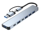 USB хаб Deepfox 2217TU Type C/Type A 7 портов алюминиевый hub концентратор