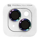 Противоударное Защитное Стекло Metal Classic на камеру (в упак.) для Apple iPhone 15 (6.1") / 15 Plus (6.7") Сиреневый / Rainbow