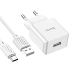 Мережевий зарядний пристрій HOCO C106A + кабель USB - Type-C Leisure Single Port Charger 1USB 10.5W 2.1A White