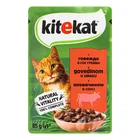 Вологий корм для кішок Kitekat з яловичиною у соусі 85 г