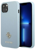 Etui plecki Guess Saffiano Small Metal Logo do Apple iPhone 13 Blue (3666339048013) - obraz 1
