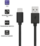 Kabel Qoltec USB Typ-C - USB Typ A 1.2 m czarny (5901878504889) - obraz 2