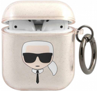 Etui CG Mobile Karl Lagerfeld Glitter Karl`s Head do AirPods 1 / 2 Złoty (3666339030346) - obraz 1