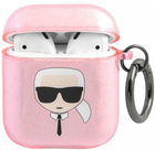 Чохол CG Mobile Karl Lagerfeld Glitter Karl`s Head для AirPods 1 / 2 Pink (3666339030315) - зображення 1