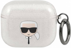 Etui CG Mobile Karl Lagerfeld Glitter Karl`s Head do AirPods 3 Srebrny (3666339030308)