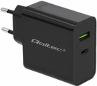 Мережевий зарядний пристрій Qoltec 45 W USB Type-C + USB Black (5901878517179)