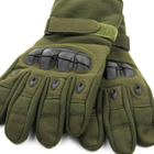 Тактические перчатки с протектором с махровой подкладкой (арт. 23-17-31) Оливковый - изображение 5