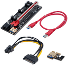 Riser Qoltec PCI-E 1x - 16x USB 3.0 ver 009S Plus SATA PCI-E 6 pin (55508) - obraz 1