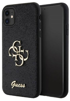 Etui Guess Glitter Script Big 4G do Apple iPhone 11 Black (3666339147266) - obraz 1