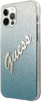 Etui Guess Glitter Gradient Script do Apple iPhone 12/12 Pro Blue (3700740494806) - obraz 1