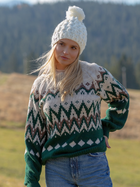 Sweter z golfem damski świąteczny Fobya F1367 40/42 Zielony (5903707132461)