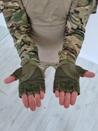 Тактические перчатки без пальцев Олива - изображение 5