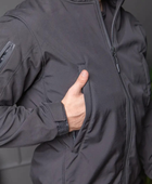 Чоловіча куртка Softshell поліція з флісовою підкладкою чорна вітро та водовідштовхуюча з липучками під шеврон 5XL - зображення 3