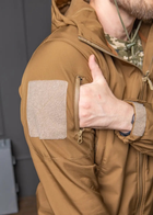 Чоловіча куртка Softshell койот з капюшоном та липучками під шеврони водонепроникна XL - зображення 4