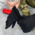 Зимние Перчатки с карабином Softshell черные размер M - изображение 3
