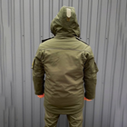 Чоловіча Зимова Куртка на синтепоні з флісовою підкладкою / Водовідштовхувальний Бушлат олива розмір 2XL - зображення 3
