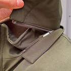 Мужская Зимняя Куртка на синтепоне с флисовой подкладкой / Водоотталкивающий Бушлат олива размер 2XL - изображение 5