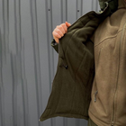 Мужская Зимняя Куртка на синтепоне с флисовой подкладкой / Водоотталкивающий Бушлат олива размер 2XL - изображение 7