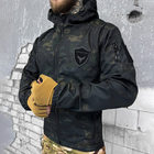 Демісезонна чоловіча Куртка Softshell на флісі з Капюшоном та Липучками під шеврони чорний мультикам розмір L - зображення 3